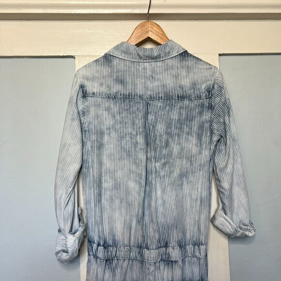 Cloth & Stone Anthropologie Collared Piper Blue and White Striped and Bleached C - Picture 7 of 10